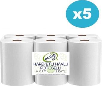 Pratiksoft 5 Koli 21 cm Fotoselli Hareketli Kağıt Havlu 30 Rulo