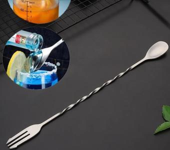 Perlotus 304 Çelik 32 Cm Çift Başlı Burgulu Barmen Kokteyl Karıştırma Kaşığı