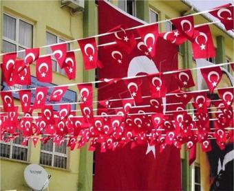 Bayrakal Dizili Türk Bayrağı Raşel Kumaş 50 Ad. 28 Metre, Dizili Bayrak, Sıralı Bayrak