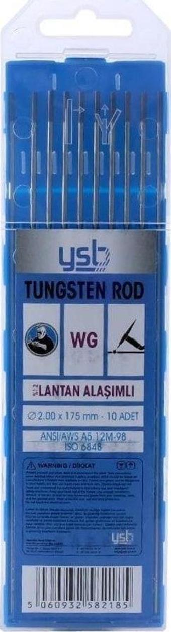 YSB Wg Mor Toryum Alaşımlı Tungsten 2.00 X 175 Mm Elektrot (10 Adet)