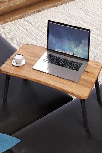 interGO Renkli Laptop Sehpası Katlanabilir Yatak Koltuk Üstü Kahvaltı Bilgisayar Sehpası - Atlantik Çam