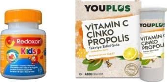 Redoxon Kids Gıda Takviyesi 60 Çiğneme Tableti+You Plus Vitamin C Çinko Propolis 20 Efervesan Tablet