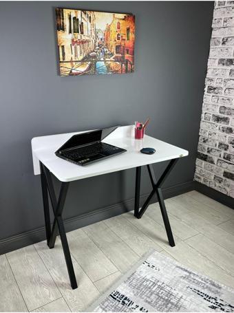 Hey Modüler Mobilya Hayal Beyaz Çalışma Masası Bilgisayar Ofis Masası Metal Siyah Ayaklı 90 Cm