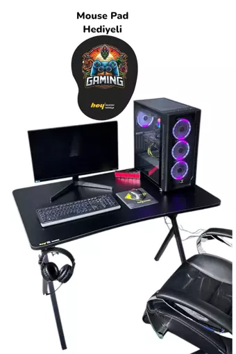 Hey Modüler Mobilya Heygaming Profesyonel Oyuncu Masası Siyah Bilgisayar Çalışma Masası 120 Cm