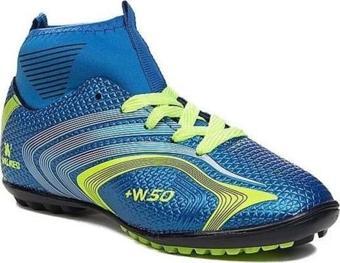 Walked 435-25 Çocuk Çoraplı Halı Saha Krampon Mavi Sarı 31-35