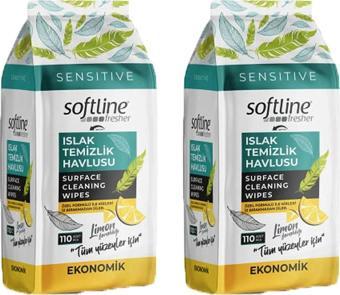 Softline Fresher Islak Temizlik Havlusu Limonlu 108 li x 2 Adet