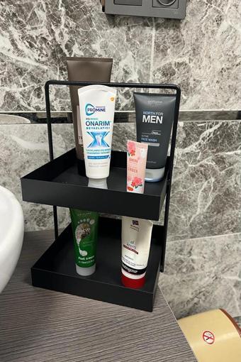 20x20 Siyah Tezgahüstü Mutfak ve Banyo Iki Katlı Organizer