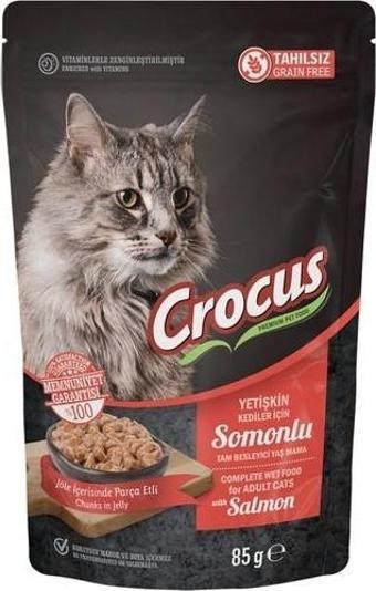 Crocus Tahılsız Kedi Somonlu Pouch Jöleli Yaş Mama 85 g  Skt:11/2026