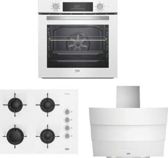 BEKO BFC430B ADE 62540 B BOCD T 6510 EB Beyaz Ekonomik Buhar Destekli 3’lü Ankastre Set (fırın + Ocak + Davlumbaz)
