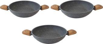 Leydi Marble Natura Granit Sahan Yumurta Tavası 18 Cm - 20 Cm - 22 Cm Set