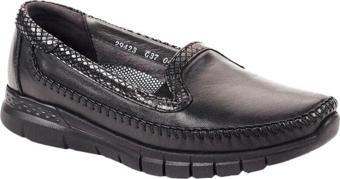 Forelli 29423 Laden-G Siyah Kadın Comfort Deri Ayakkabı
