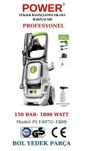 POWER Profesyonel Indüksiyon Motorlu Yüksek Basınçlı Yıkama Makinesı (1800 W - 150 BAR)
