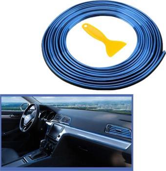 Mavi Araba Oto Trim Dekorasyon Şeridi Kauçuk Elastik Kolay Kurulum 5 metre Şerit Bant 