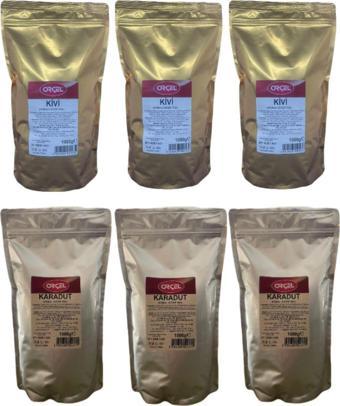 Orçel 3 Kg Karadut 3 Kg Kivi Aromalı Içecek Tozu Oralet Sıcak Soğuk Kafe Seti