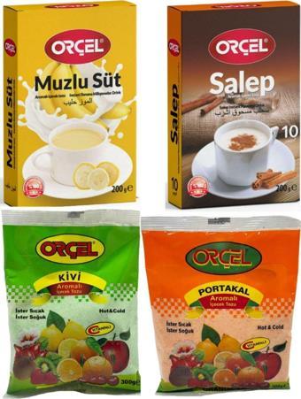 Orçel Salep 200 gr+ Muzlu Süt 200 gr+ Kivi 300 gr+ Portakal 300 grAromalı Içecek Tozu Oralet Çay