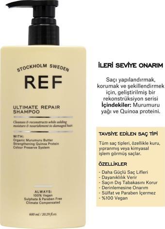 Ref Stockholm Ref Hasarlı Saçlar Için Onarıcı Ve Besleyici Bakım Şampuanı 600 Ml Ultımate Repaır Shampoo