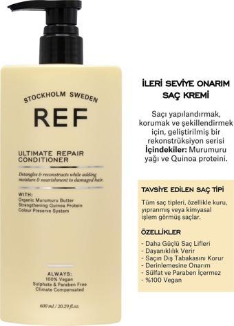 Ref Stockholm Ref Hasarlı Saçlar Için Onarıcı,Besleyici Ve Güçlendirici Bakım Kremi 600 Ml Ultımate Repaır Cond