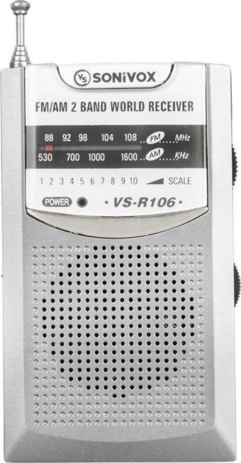 GRİ RENK CEP TİPİ ANALOG FM RADYO VS-R106 