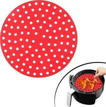 Renkli Isıya Dayanıklı Yıkanılabilir Silikon Fırın Ve Airfryer Yuvarlak Pişirme Matı 23 Cm 