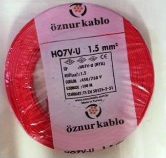 Öznur 1,5mm2 Nya Kablo Tek Damar Kırmızı Kablo 100