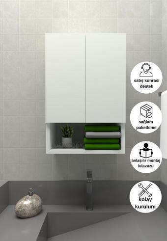 Liyano Banyo Ecza Dolabı Havlu Dolabı Raflı Düzenleyici Makine Üstü Dolap