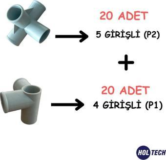 Holtech Plastik Bez Dolap Bağlantı Aparatı ( 5 Girişli 20 Adet P2 ) Ve ( 4 Girişli 20 Adet P1 )