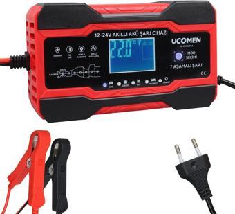 Ayt Ucomen UC-C121001A Kırmızı 12-24 Volt 10 Amper Led Göstergeli Akü Şarj Cihazı Oto Motor Akü Şarj Aleti