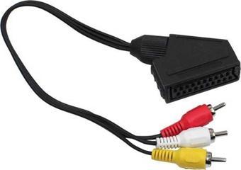 Ayt Scart Adaptör Dişi Rca Erkek 1.2 Mt. Kablo Renkli Görüntü Ses Rca Kablosunu Scart Girişine Dönüştürücü Çevirici