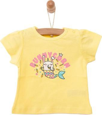 HelloBaby Basic BunnyCorn Baskılı Tshirt Kız Bebek