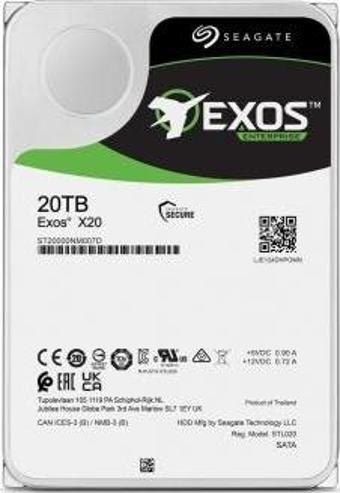 Seagate Exos X20 ST20000NM007D 20TB 256MB 3.5” SATA 3 7/24 Güvenlik Diski