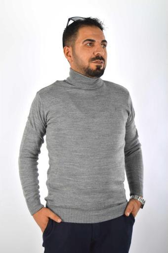 Sayzen Balıkçı Yaka Basic Gri Triko Kazak Gri XL