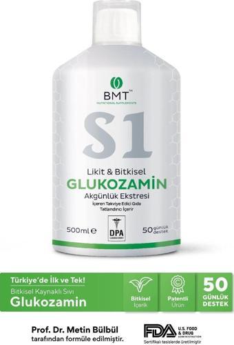 S1 Glukozamin™, Bitkisel Glukozamin ve Akgünlük Ekstresi Sıvı Takviye Edici Gıda 50 Gün Vegan 500ml