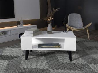 Demonte Decor 3 Raflı Akbe Orta Sehpa Beyaz-Beyaz