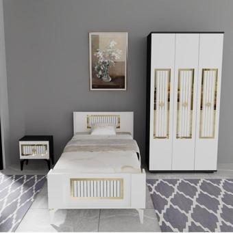 Demonte Decor Norra Çocuk Genç Odası Takımı (C-L-G) Antrasit-Beyaz-Altın
