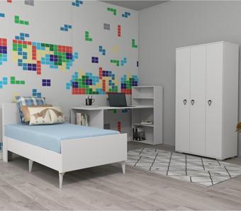 Demonte Decor Nirvanna Çocuk Genç Odası (L-P-C) Beyaz-Beyaz