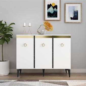 Demonte Decor Adadh Konsol Beyaz Royalmermer Altin