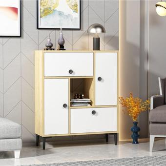 Demonte Decor Sidelya Konsol Çok Amaçlı Dolap 7 Raflı 4 Kapaklı Safirmeşe Beyaz