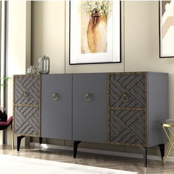 Demonte Decor Vesta Konsol 4 Kapakli  Antrasi̇T (Cevi̇Z Desen)
