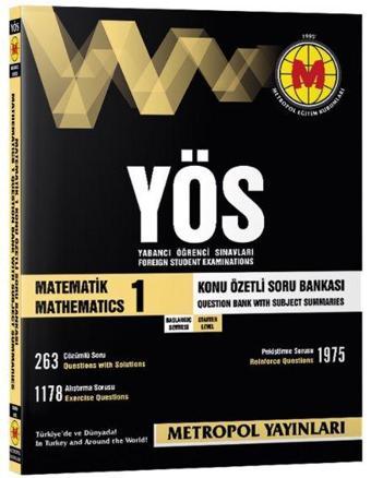 YÖS Matematik 1 Konu Özetli Soru Bankası Başlangıç Seviyesi - Metropol Yayınları