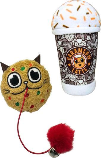 Miyav Cafe 2'Li Kedi Oyuncak Seti Catnipli Carameow Latte, Hışırtılı Kurabiye Sesli Kedi Oyuncakları