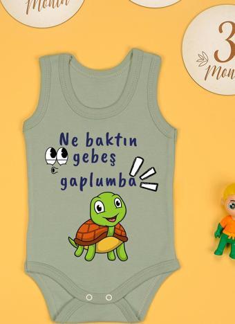 Pamuklu Gebeş Gaplumba Baskılı Çıtçıt Body Zıbın
