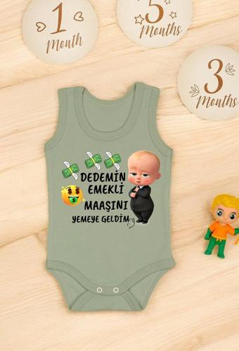 %100 Pamuklu Dedemim Emekli Maaşını Yemeye Geldim Baskılı Yumuşak Doku Baskılı Zıbın & Body