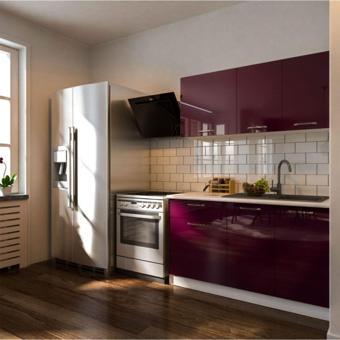 Tdesigno Eylül Hazır Mutfak Dolabı 140 Cm - Parlak Mürdüm- Tezgah Dahil Değil