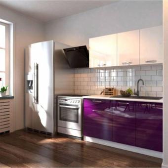 Tdesigno Hale Hazır Mutfak Dolabı - 140 Cm- Parlak Mürdüm Ve Beyaz - Tezgah Dahil Değil