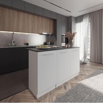 Tdesigno Rita Mutfak Adası Alt Modül 180 Cm Beyaz Tezgah Dahil
