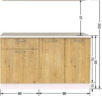 Tdesigno Ipek Alt Mutfak Dolabı140 Cm – Safir Meşe –