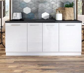 Tdesigno Emilia Mutfak Alt Modül 170 Cm Beyaz - Antrasit Tezgah Dahil