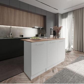 Tdesigno Katrina Mutfak Adası Alt Modül 120 Cm Beyaz Tezgah Dahil