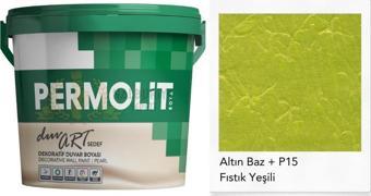 Permolit DuvArt Sedef Dekoratif Duvar Boyası - AP15 FISTIK YEŞİL - 2.5 Lt.