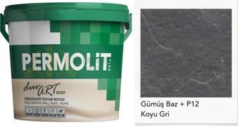 Permolit DuvArt Sedef Dekoratif Duvar Boyası - GP12 KOYU GRİ - 0.75 Lt.